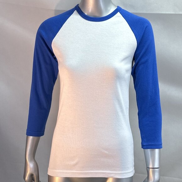 NWOT American Apparel "Baby Rib"  3/4 Sleeve Baseball Raglan T-Shirt Royal/White - Picture 1 of 5